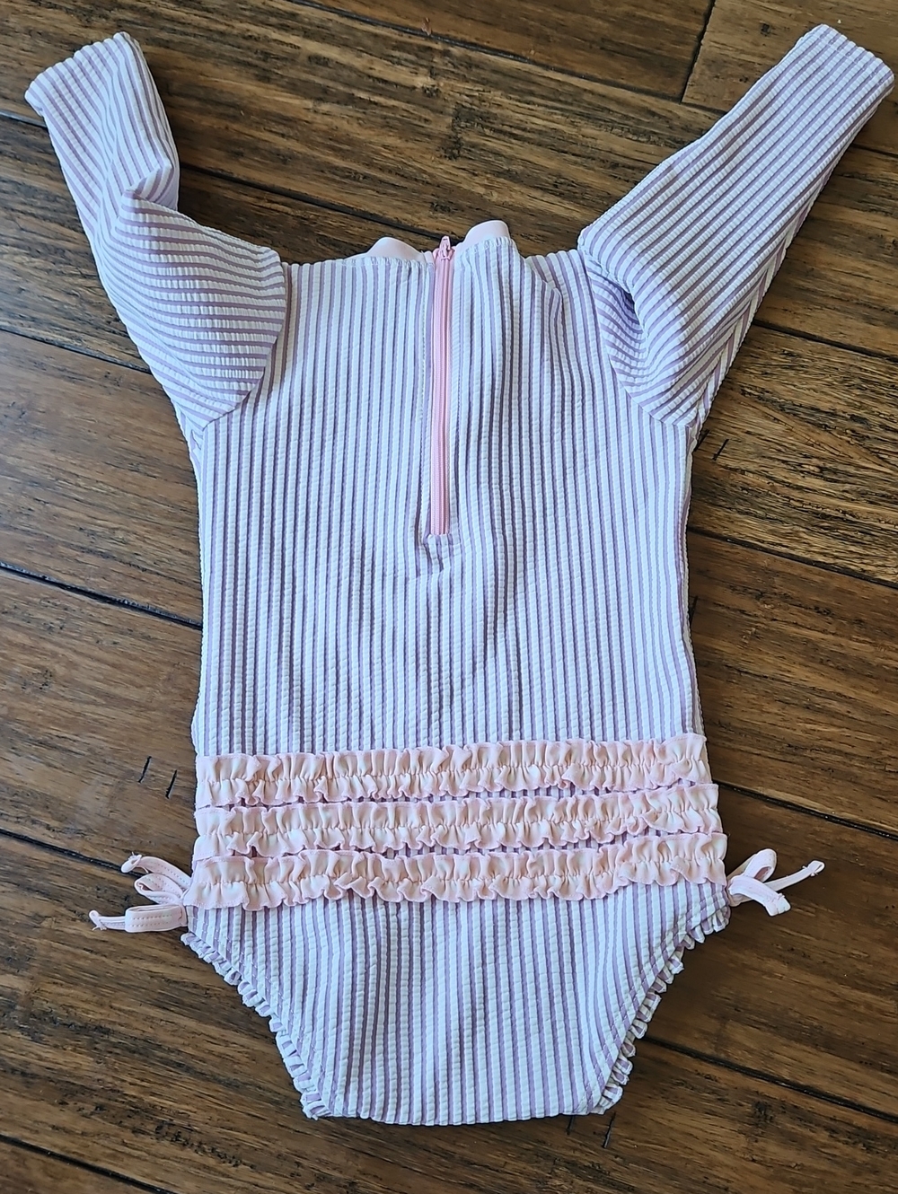 2T Ruffle‎ Butts Pink Ribbed Long-Sleeve One-Piece